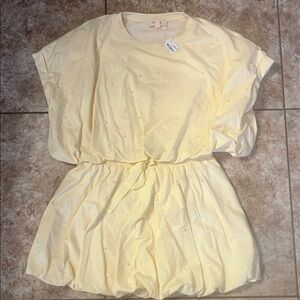 Peach Love California Pale Yellow Bubble Skirt & Top Set